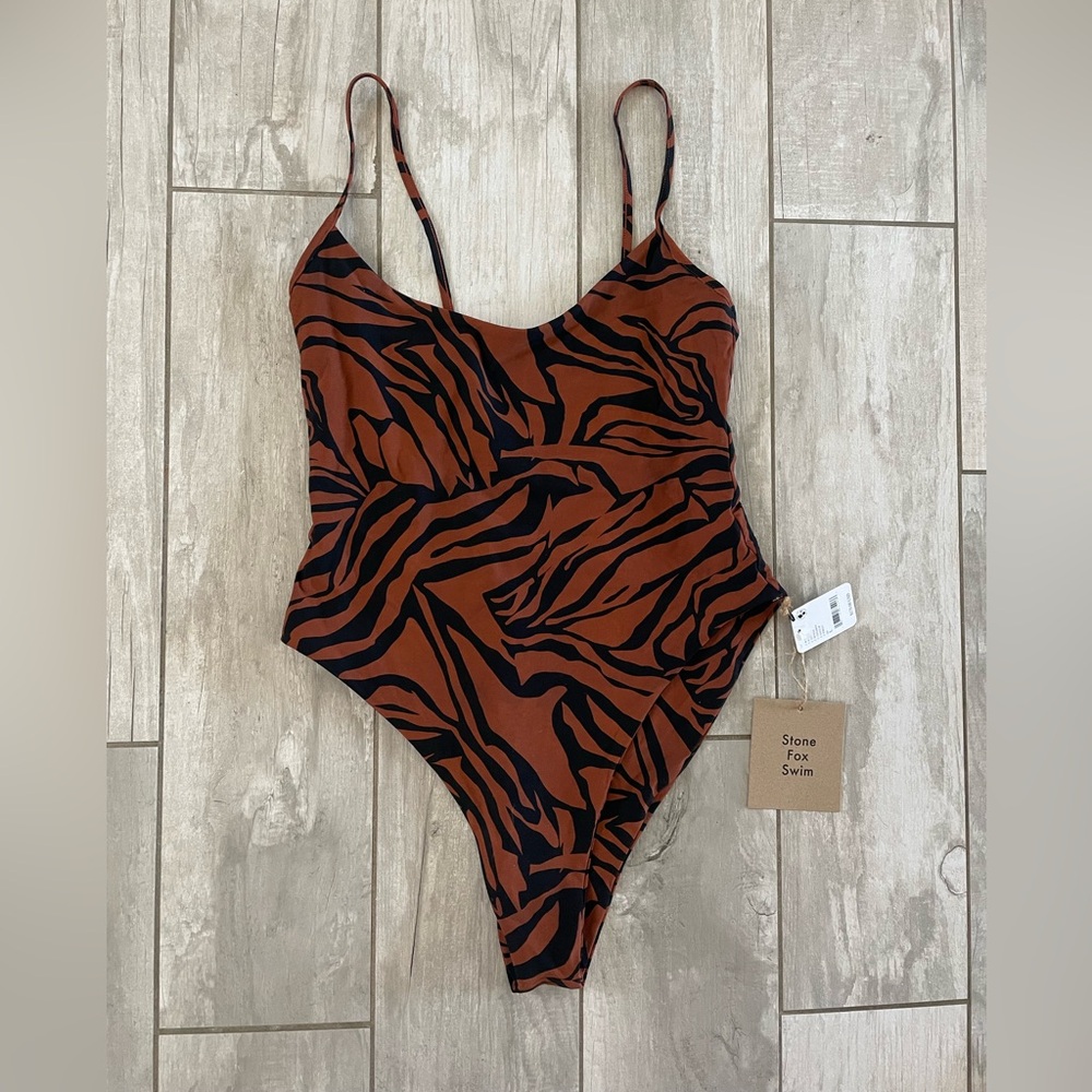 Stone Fox Swim Zebra Print One-Piece Swimsuit